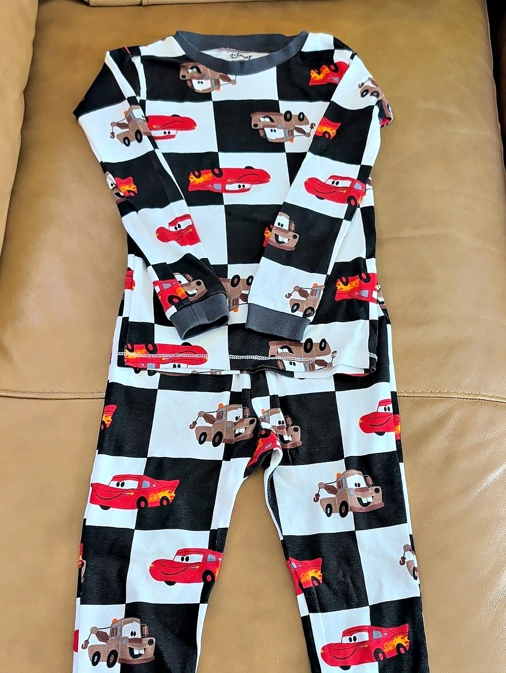 Monica + Andy Disney Kids Checkered Cars PJ Set In Size 6/7
